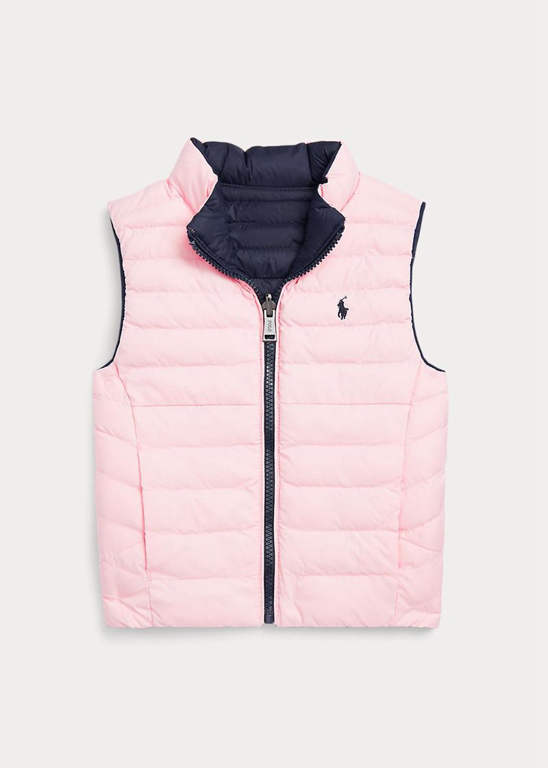 ラルフ ローレン ジャケット ガール ピンク 1.5-6.5 年 P-layer 2 可逆 Quilted ベスト CTYLH7249